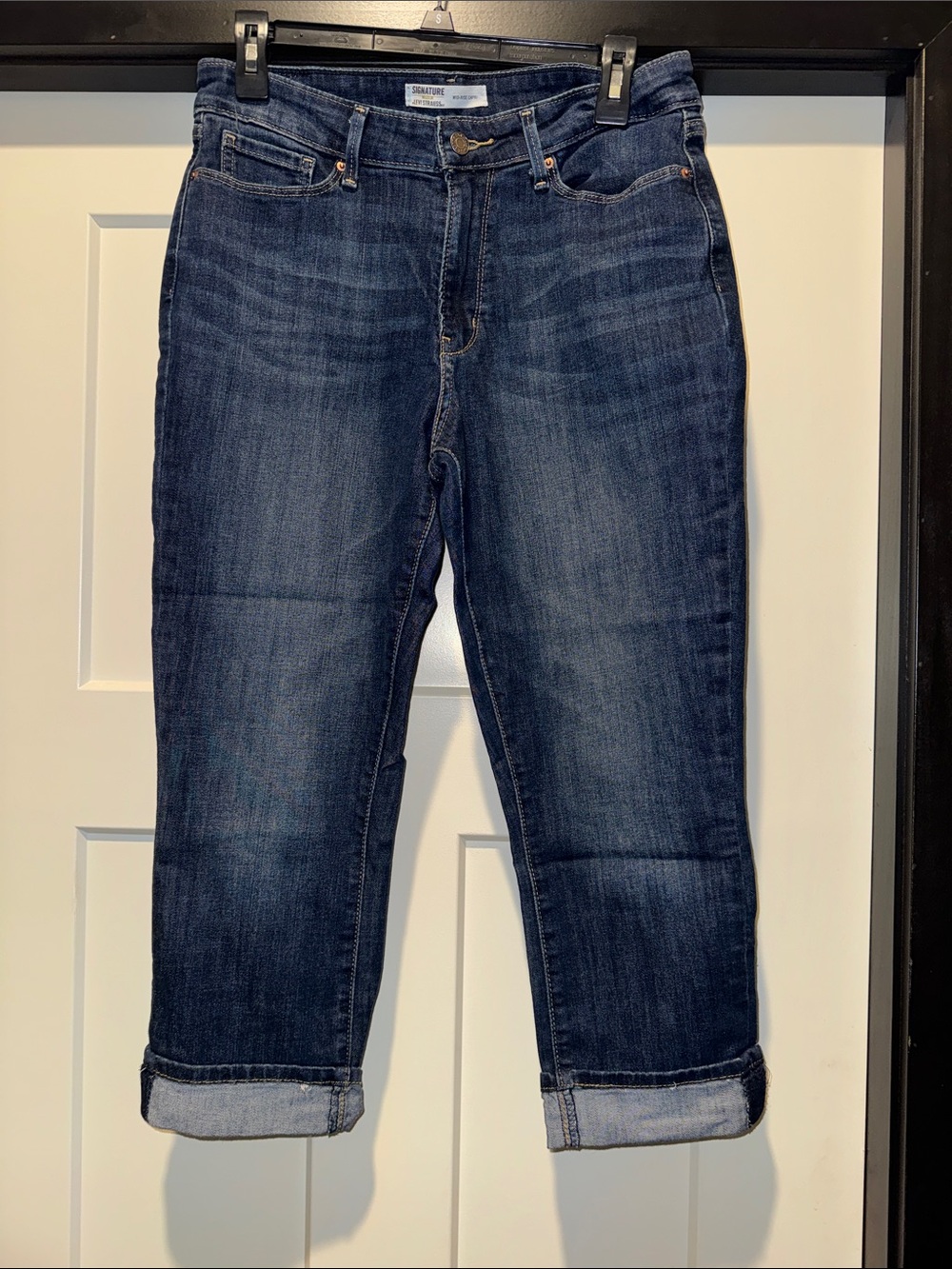 Classic Dark Blue Women's Capris - Rolled Cuff